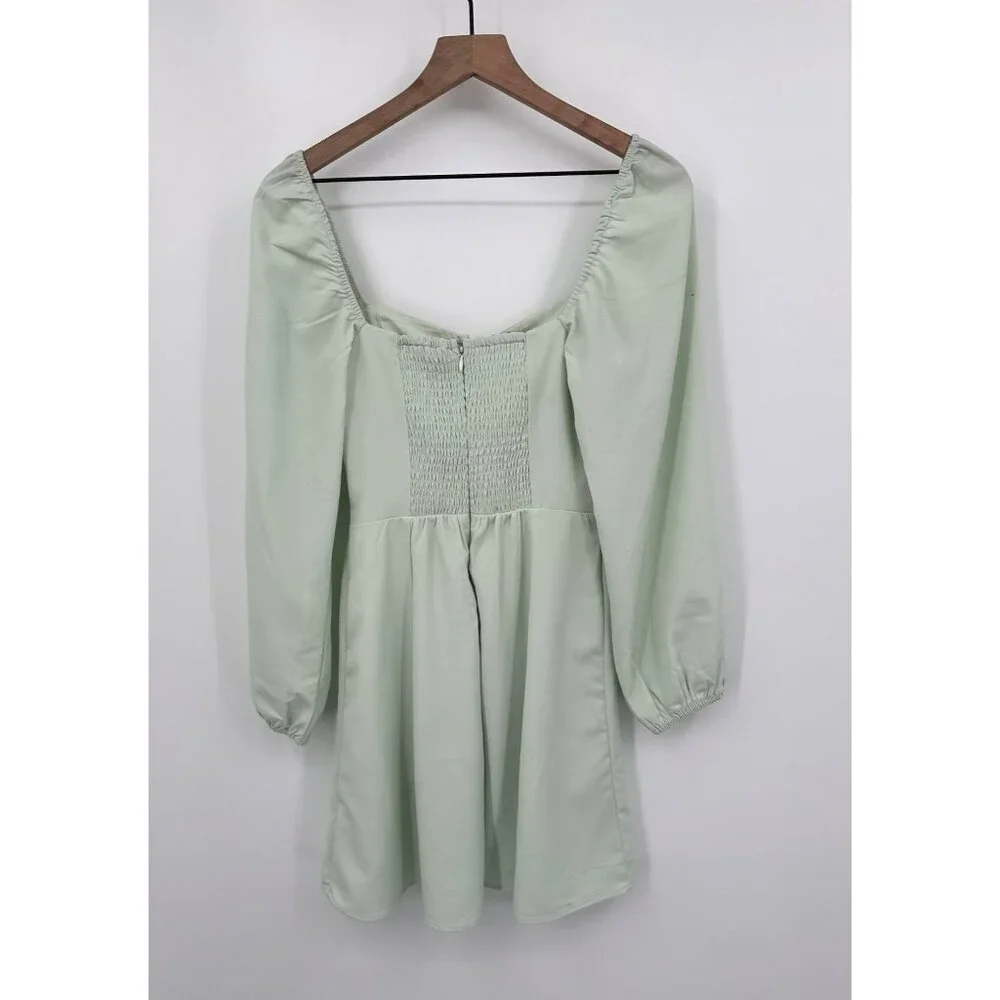 A&F Corset Style Mini Dress Women ST Sage Green Sweetheart Smocked coquette - Picture 4 of 9